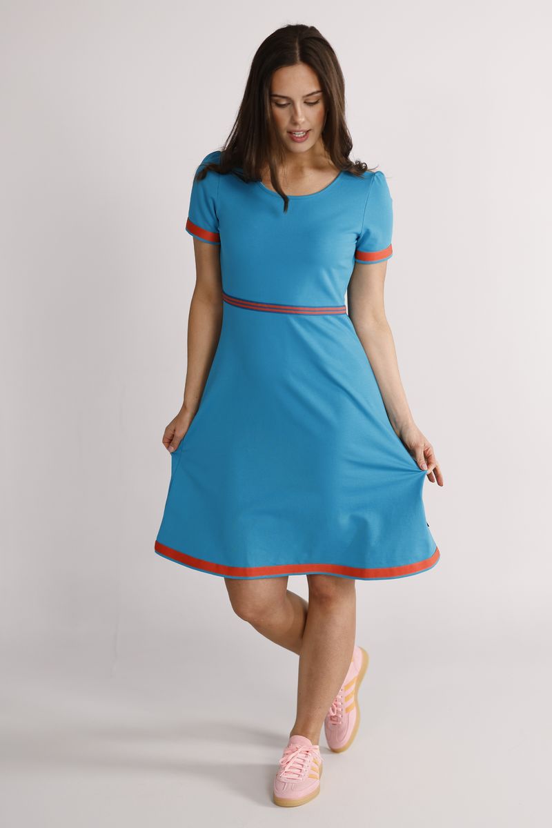 Pauline turquoise and orange dress