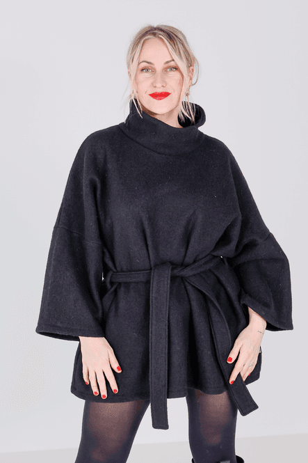 Main Image Hailey wool poncho in black 