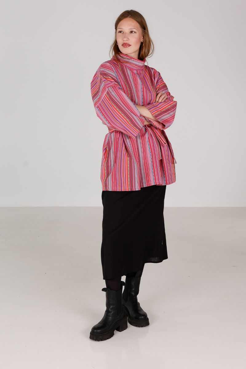 Hailey poncho inka stripe red