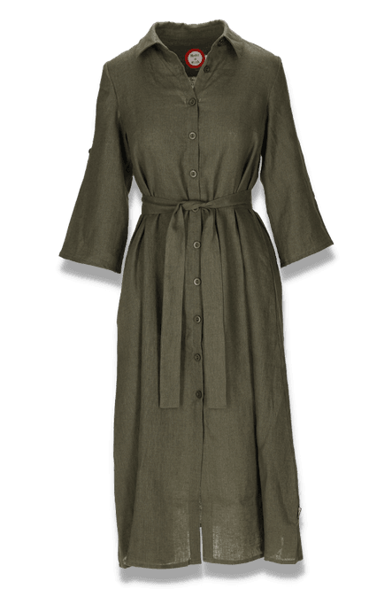 Main Image Donna khaki linen shirt dress