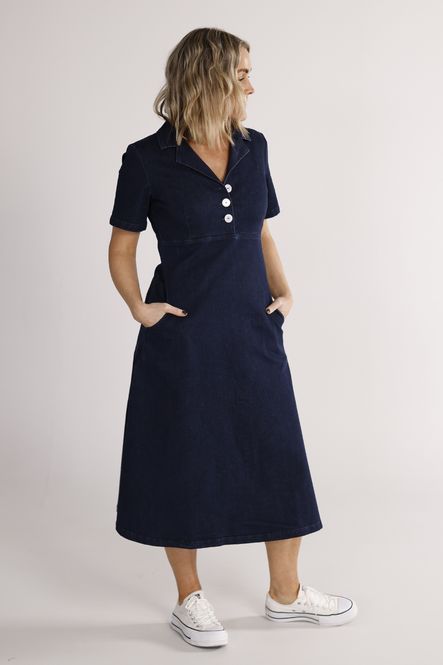 Main Image Beatrix dark blue denim dress